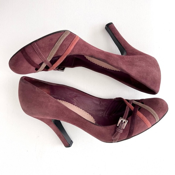 PRADA | Purple Suede Leather Pumps with Strappy Cross Over Buckle Detail EU 37.5 - Picture 9 of 13